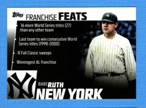 Topps Franchise Feats #FF19 2019 Babe Ruth Yankees - Imagen 1 de 1