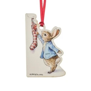 Peter Rabbit Christmas  Stocking Hanging wooden Ornament- Xmas Decoration - Picture 1 of 3