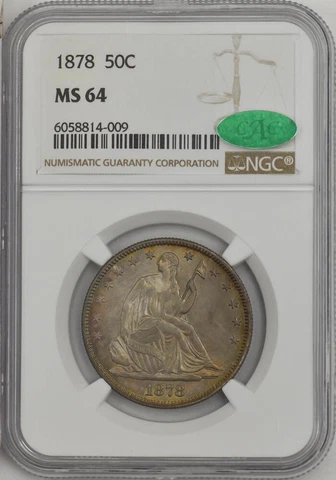 1878 Seated Liberty Half 50c MS64 NGC CAC 946492-42 Cover