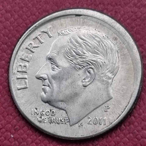 2011 P Roosevelt Dime 10c MINT ERROR - OFF CENTER #20470 Cover
