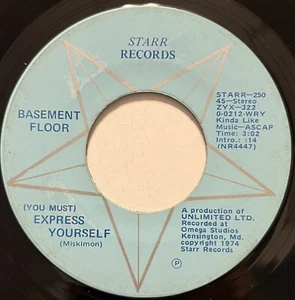 BASEMENT FLOOR - Express Yourself / Silver Wings 45rpm 1974 MD Prog AOR VG - Imagen 1 de 2