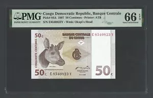 Congo Democratic 50 Francs 01-11-1997 P84A Uncirculated Graded 66 - Picture 1 of 2