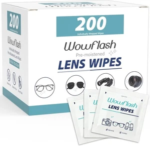 200 Count Lens Wipes for Eyeglasses, Eyeglass Lens Cleaning Wipes Pre-moistened - Picture 1 of 7