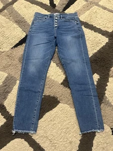 Pantalones de mezclilla ajustados para mujer Gently Loved LOFT lavado medio, talla 30/10 - Imagen 1 de 4