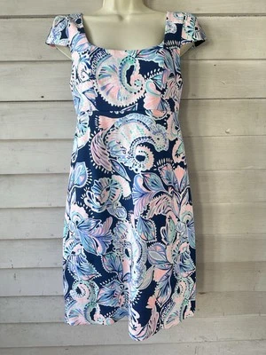 NWT Lilly Pulitzer Laurent Dress High Tide Navy Holy Flockamolie Size 2 — 第 1/4 张图片