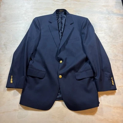 Brooks Brother's Navy Blue Wool Blazer Men's Two Button Gold Buttons Size 40R - Image 1 of 4