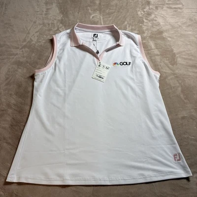 NUEVO CON ETIQUETAS FootJoy NBC Golf Mujer’s Polo Sin Mangas Blanco Rubor Rosa Elastizado XL Foto 1 de 4