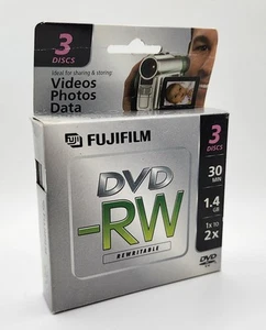 FUJIFILM DVD-RW 30MIN 1.4GB 2X Rewritable Mini Discs 3 Pack - Picture 1 of 4