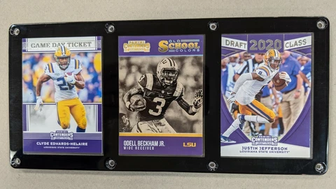 LSU TIGERS 3 CARD PLAQUE CLYDE EDWARDS-HELAIRE ODELL BECKHAM JR JUSTIN JEFFERSON Cover
