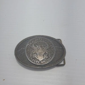 United States of America Twenty Dollars Belt Buckle CDC Metalworks Oval Shaped - Picture 1 of 3