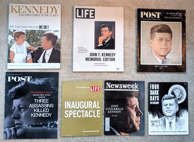 1960'S LOT OF 7 KENNEDY JFK ASSASSINATION FAMILY PHOTOS MEMORIAL MAGAZINES - Image 1 of 4