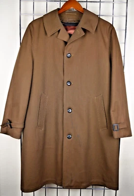 Vintage Overcoat Size 40R 60s 70s Harbor Master Gold Black Houndtooth Wool Lined - Image 1 of 4