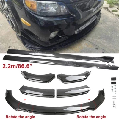 For Mazda 5 Mazda5 Carbon Fiber Style Front Bumper Lip Splitter Kit Side Skirt Foto 1 de 4