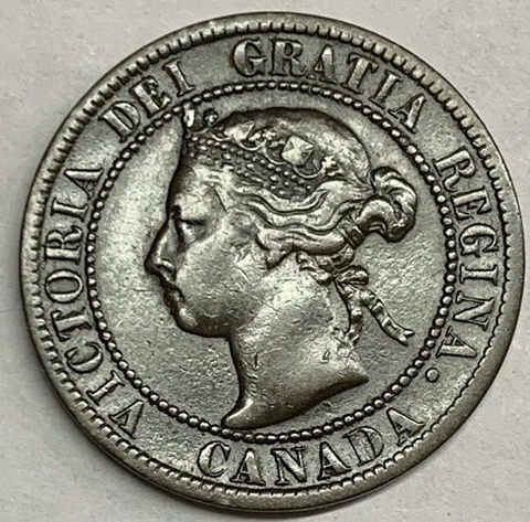 Canada, Canadian Queen Victoria 1893 One Cent 25.5 mm. Bronze Coin. (Km#7) Cover