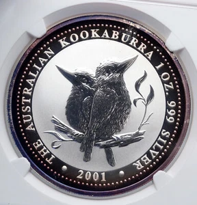 2001 AUSTRALIA Kookaburra Bird 1 OZ Tree RARE TYPE Silver Dollar Coin NGC i89265 - Picture 1 of 5