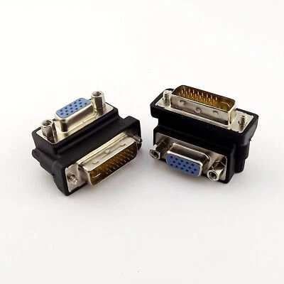 1x Right Angle 90 Degree VGA Female To DVI 24+5 Pin Male Video Convertor Adapter - Image 1 of 4