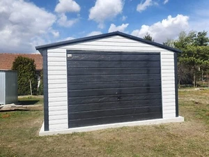 Blechgarage Garage Einzelgarage Metallgarage, 4x6 m Blech verzinkt Stahl - Bild 1 von 8