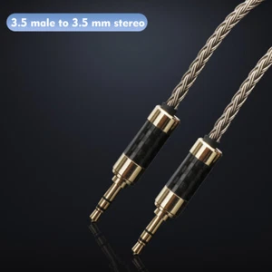 HIFI 16core OCC Balanced Headphone Cable Gold Plated 3.5mm 3-Pole Audio Adapter  - Picture 1 of 8