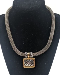 Grobe Mesh Schlangenkette Halskette mit Anhänger Silber Gold Ton Halsband 17" - Bild 1 von 7