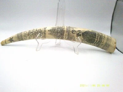 Colmillo Scrimshaw imitación grande - The Bark Veronica de nuevo Bedford - más de 17" de largo Foto 1 de 4
