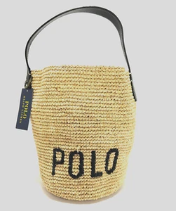 Bolso de Mano Polo Ralph Lauren Bucket Logo Tejido Natural, Acentos de Bronce - Imagen 1 de 6