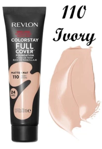 REVLON Colorstay Full Cover Matte Foundation SPF 10 in 110 Ivory - 30ml - Picture 1 of 2