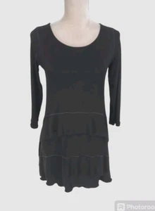 eva varro Womens Tunic Top Layer Size S Black Crew Neck 3/4 Sleeve Jersey 214P - Picture 1 of 5