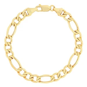 10K Yellow Gold 9mm Italian Figaro Chain Link Bracelet Mens 7" 7.5" 8" 8.5" 9" - Picture 1 of 54