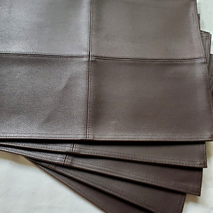 Set of 5 Faux Leather Placemats Deep Brown Simple Modern Farmhouse 18"x13"