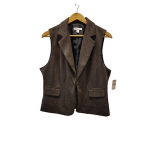 Gilet a spina di pesce con colletto marrone Coldwater Creek - Foto 1 di 7