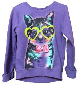 Girls Self Esteem Purple Cat Design Sweatshirt Size 6 - Picture 1 of 1
