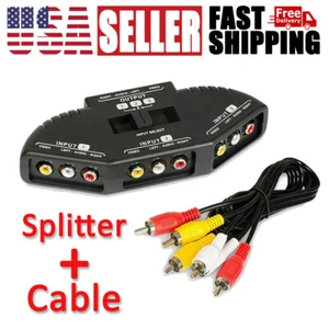 Caja selectora RCA compuesta AV interruptor divisor con cable cable cable enchufe Fosmon 3 puertos - Imagen 1 de 6