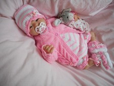 Garnitur Babygarnitur Ausfahr Strick Baby Garnitur 49/53 Reborn Baby