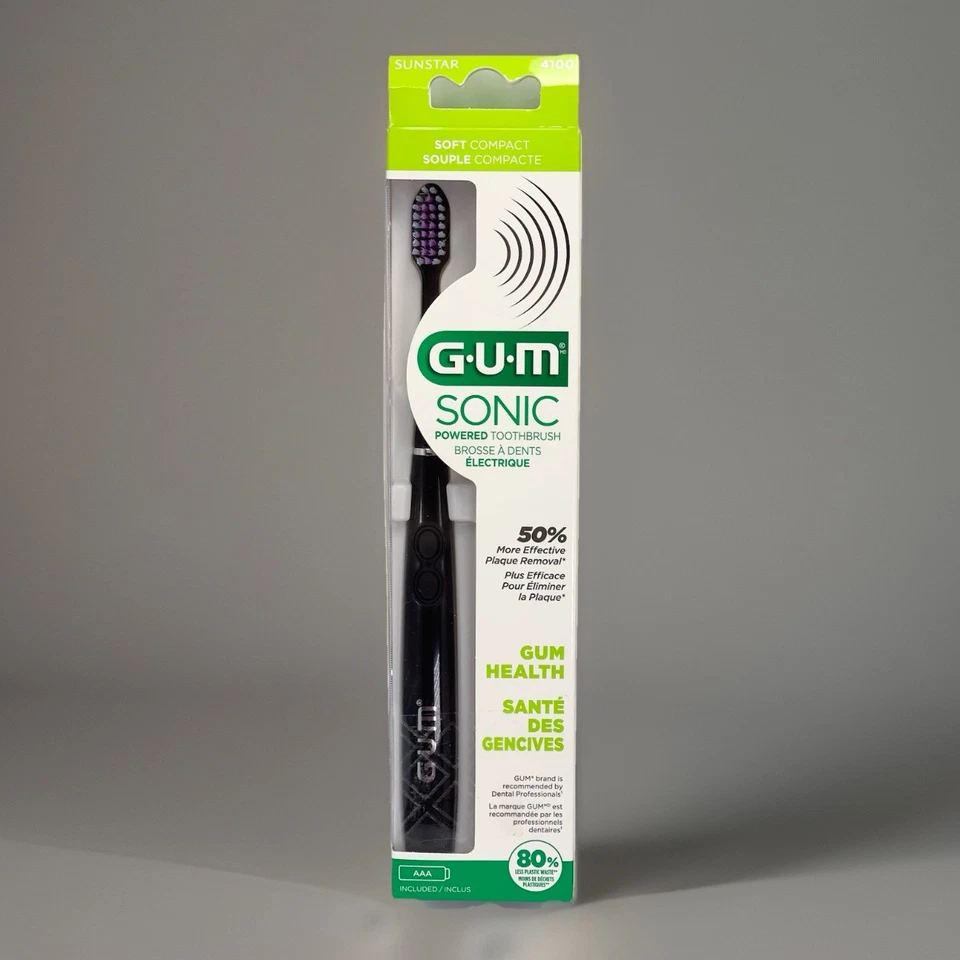Cepillo de dientes eléctrico sónico con batería G•U•M suave compacto Sunstar 4100 negro NUEVO Foto 1 de 4