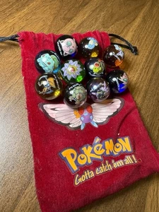 Pokemon 10 Marbles & #12 Red Butterfree Pouch - Non 1st Edition - Picture 1 of 15