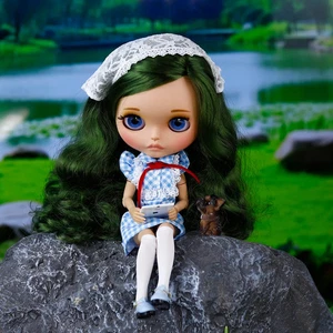 Vestito bambola ICY DBS Blyth blu vestito a quadri foulard anime ragazza 1/6 corpo BJD - Foto 1 di 10