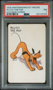 Disney 1935 Whitman Mickey Mouse - Pluto el cachorro Old Maid Tarjeta Clasificada PSA - Imagen 1 de 2
