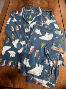 The Company Store Damen Medium Flanell Pyjama Set türkis Eisbären Pinien - Bild 1 von 6