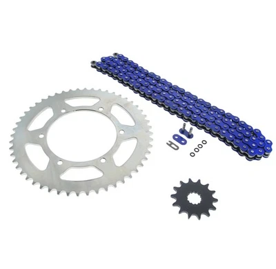 Yamaha WR450F 2007-2014 cadena de anillo tórico azul y piñón plata 14/52 120L Foto 1 de 4