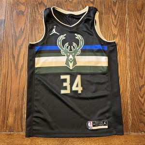 Giannis Antetokounmpo Statement Jersey Jordan Swingman Dri Fit Size 44 Black - Picture 1 of 8