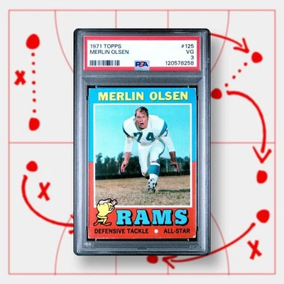 Merlin Olsen | 1971 Topps #125 | PSA VG 3 | Los Angles Rams Hall of Fame DT!!! - Image 1 of 3