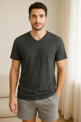 Apt. 9 Premier Flex Para Hombre Gris Cuello en V Camiseta para Dormir L Calce Ajustado Camisa Elástica Foto 1 de 4