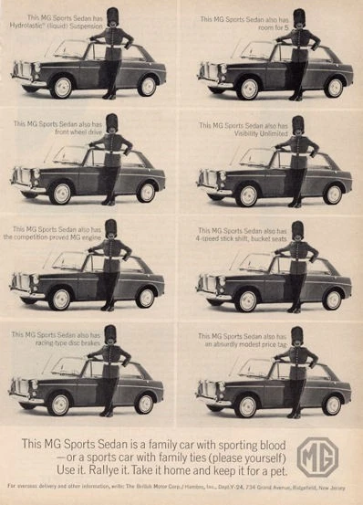 Anuncio impreso MGB 1965 British Motor Corporation MG sedán deportivo lindo decoración vintage Foto 1 de 1