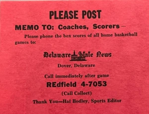 Dover Delaware Vintage Sports Ephemera Hal Bodley Delaware State News 1957 VIDEO - Picture 1 of 3