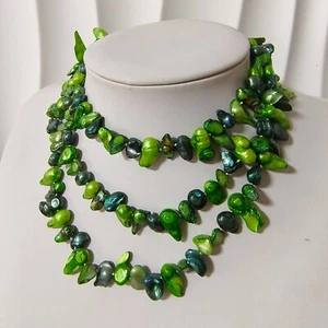 49 Zoll 7-8 mm Grün Süßwasser Perlmutt Halskette Barock Mehrfarbig Stränge - Bild 1 von 4