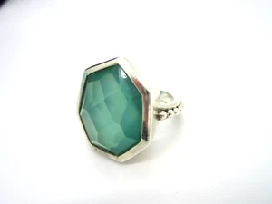 Stunning Stephen Dweck Sterling Silver Facet Green Chalcedony 16.5 Gram Ring - Picture 1 of 5