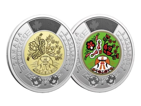 Set 2023 Canada $2 National Indigenous Peoples Day Colorized & Plain Toonie Cover