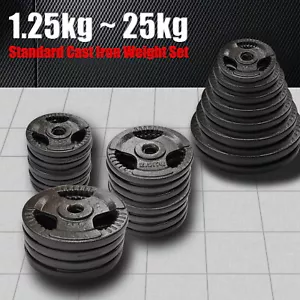 Standard Cast Iron Hammertone Weight Plate - 1.25kg - 25kg Weight Set Home Gym - Picture 1 of 19