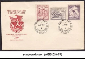 CZECHOSLOVAKIA - 1953 SPORTS / MOTORCYCLE RACING VOLLEYBALL FDC - Picture 1 of 1