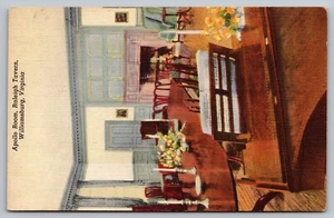 Postcard: Apollo Room, Raleigh Tavern, Williamsburg, VA, Curt Teich, Unposted - Picture 1 of 2